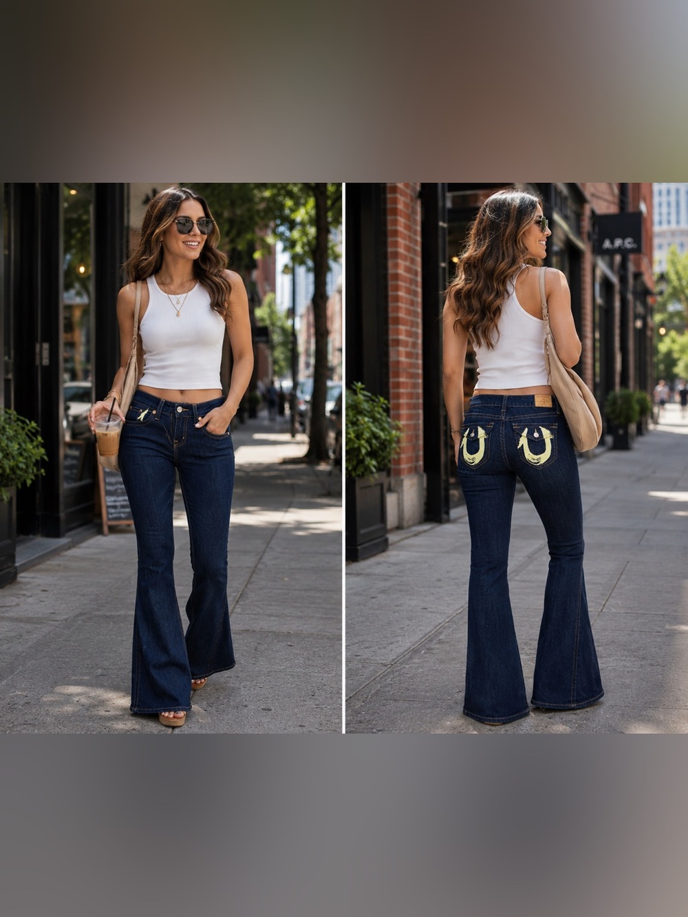 Vintage True Religion Women's Painted Pocket Flare Leg Jeans